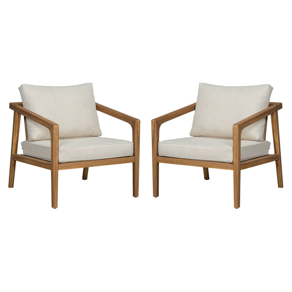 Westin - Outdoor Acacia Wood Club Chair (Set of 2) - Teak / Beige