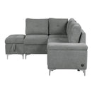 Versatile L Shaped Sofa Bed With Storage, Cup Holders, USB Ports Chenille