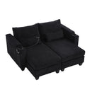 Convertible Chaise Lounge Sofa Chair With USB Ports, Cup Holders, Phone Holder And Storage
