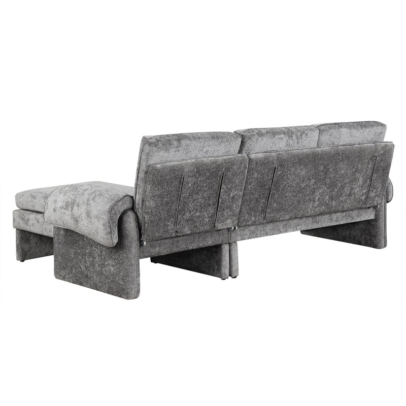 Convertible Futon Sofa Bed With Adjustable Backrest, Reversible Chaise Lounge And 2 Removable Armrest Pillows