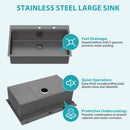 Drop In Kitchen Sink With Pull Out Faucet And Soap Dispenser, Single Bowl Topmount Sink - Gunmetal Black