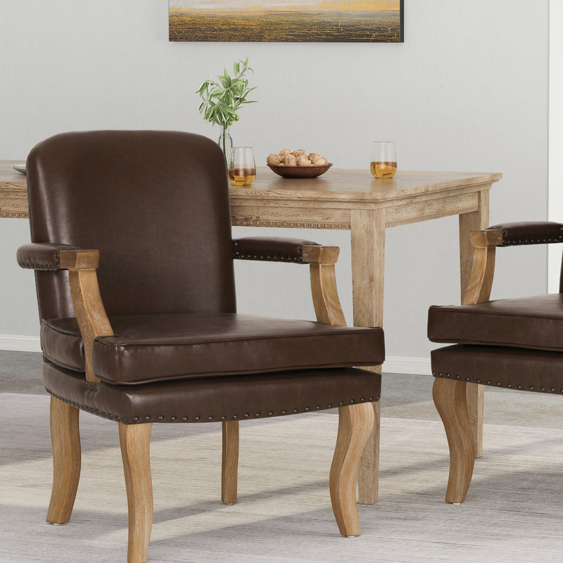 French Country Style Dining Chair With Nailhead Trim