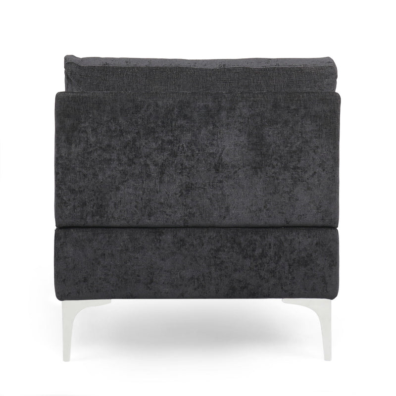 Fabric Upholstered Chaise Lounge With Iron Bracket Legs - Gray