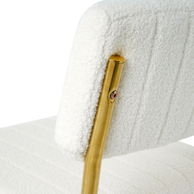 Modern Light Luxury Dining Chair With Metal Legs And Bow Design