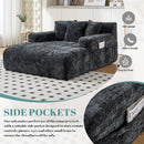 Chenille Interior Lazy Sofa Chaise Longue Armchair With 3 Pillows And Armrests