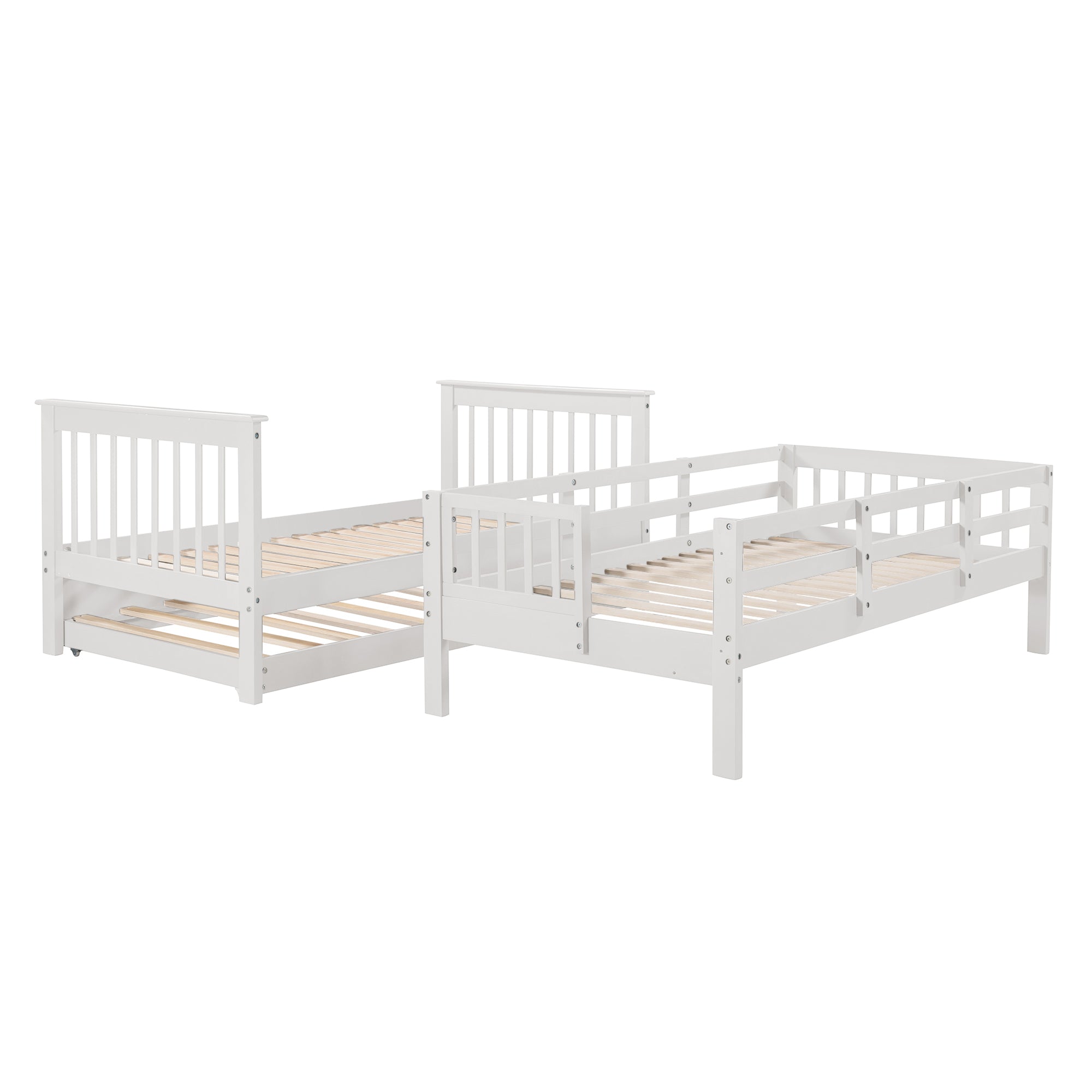 Stairway Twin-Over-Twin Bunk Bed with Twin size Trundle for Bedroom, Dorm, Adults, White( old sku: LP000209AAK )
