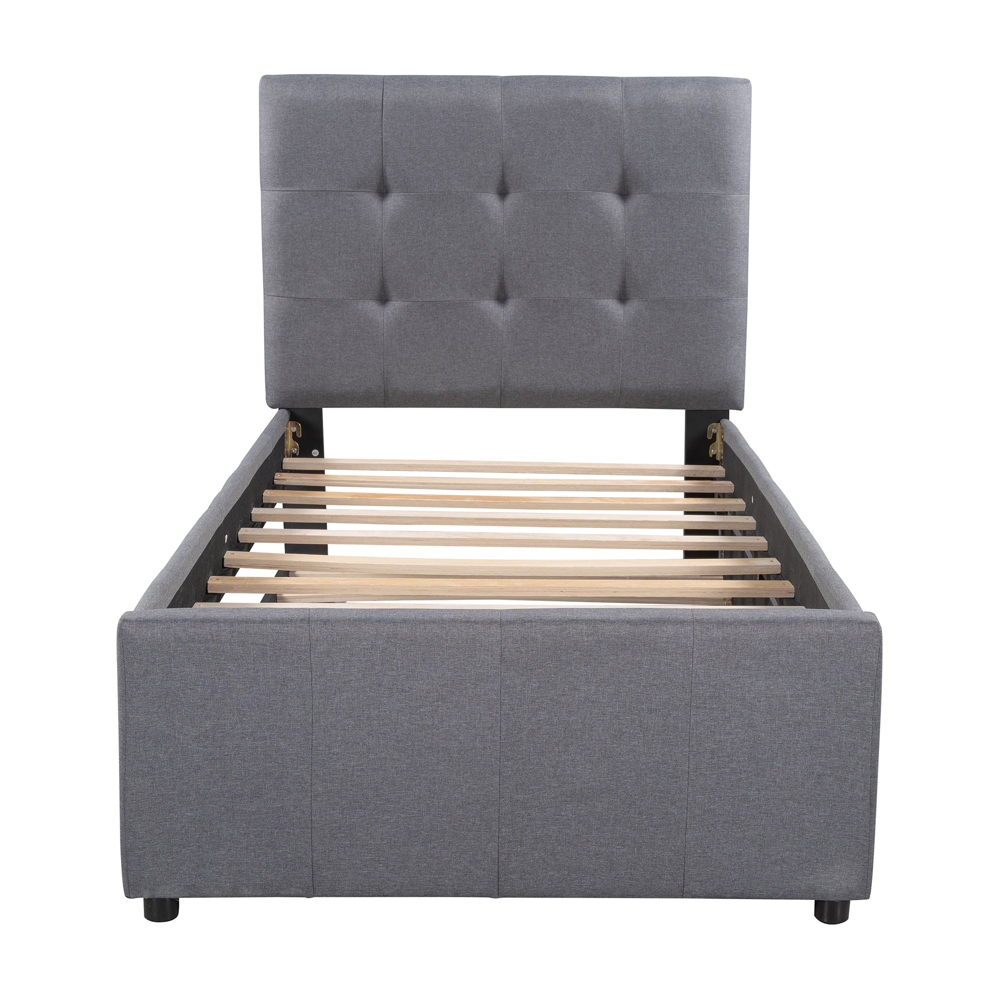 Linen Upholstered Platform Bed With Headboard and Trundle, Twin(Old SKU: SM000504AAE)