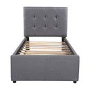 Linen Upholstered Platform Bed With Headboard and Trundle, Twin(Old SKU: SM000504AAE)