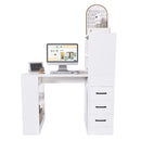 Computer Desk With 4 In 1 Socket & 3 Drawers, 4 Tier Shelves