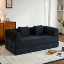Convertible Sleeper Sofa Bed With Cylindrical Pillow, With Fixed Shape Frame