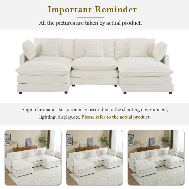 Modern Modular Sectional Sofa With Side Storage Pockets For Living Room