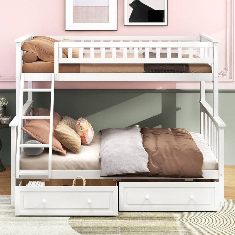 Bunk Bed With Drawers, Convertible Storage Bed