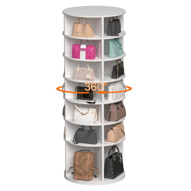 6 Tier Spinning Shoe Rack, Free Standing, 360° Revolving Shoe Organizer - White