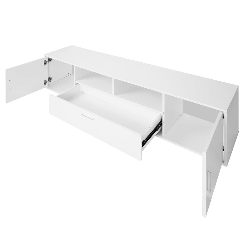 Modern TV Stand With LED Lights Entertainment Center TV Cabinet With Storage For Up To 75" For Gaming Living Room Bedroom - White