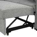 Modern 2 Seater Loveseat Sofa With Pull-Out Bed, Chenille Fabric, Built-In USB Ports & Cup Holders