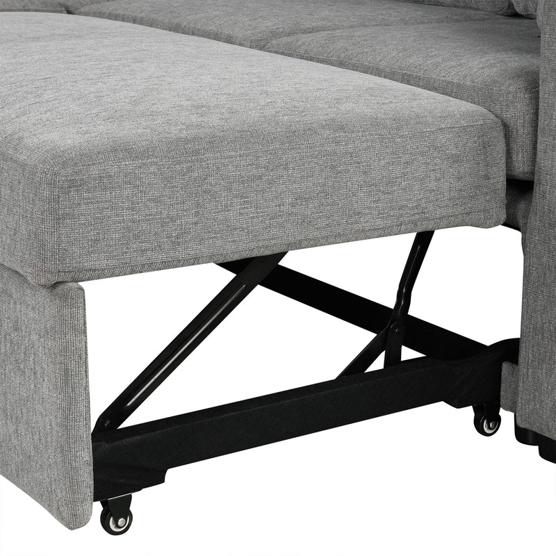 Modern U-Shaped Sectional Sofa Convertible Pull-Out Sofa Bed With USB Ports And Cup Holders