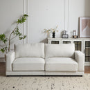 Modern Square Arm Sofa With Soft Fabric Upholstery, Deep Cushions