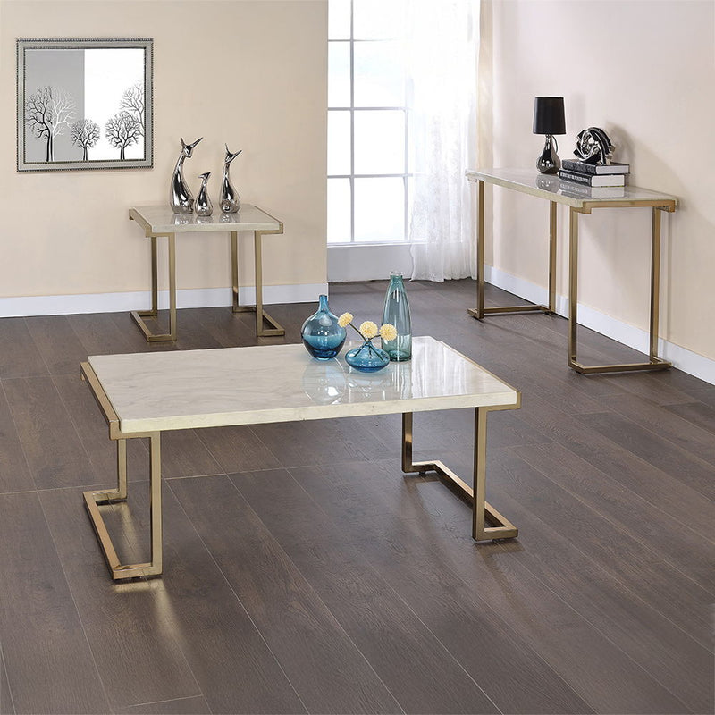 Boice II - Coffee Table - Faux Marble & Champagne