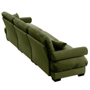 Modern Velvet Sofa With Bolstered Armrests And Pillows