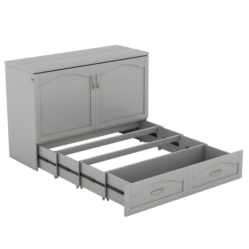 Murphy Wall Bed With Drawer And A Set Of Sockets & USB Ports, Pulley Structure Design