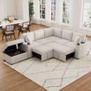 Sectional Sofa Convertible Pull-Out Sofa Bed With A Movable Storage Ottoman For Living Room