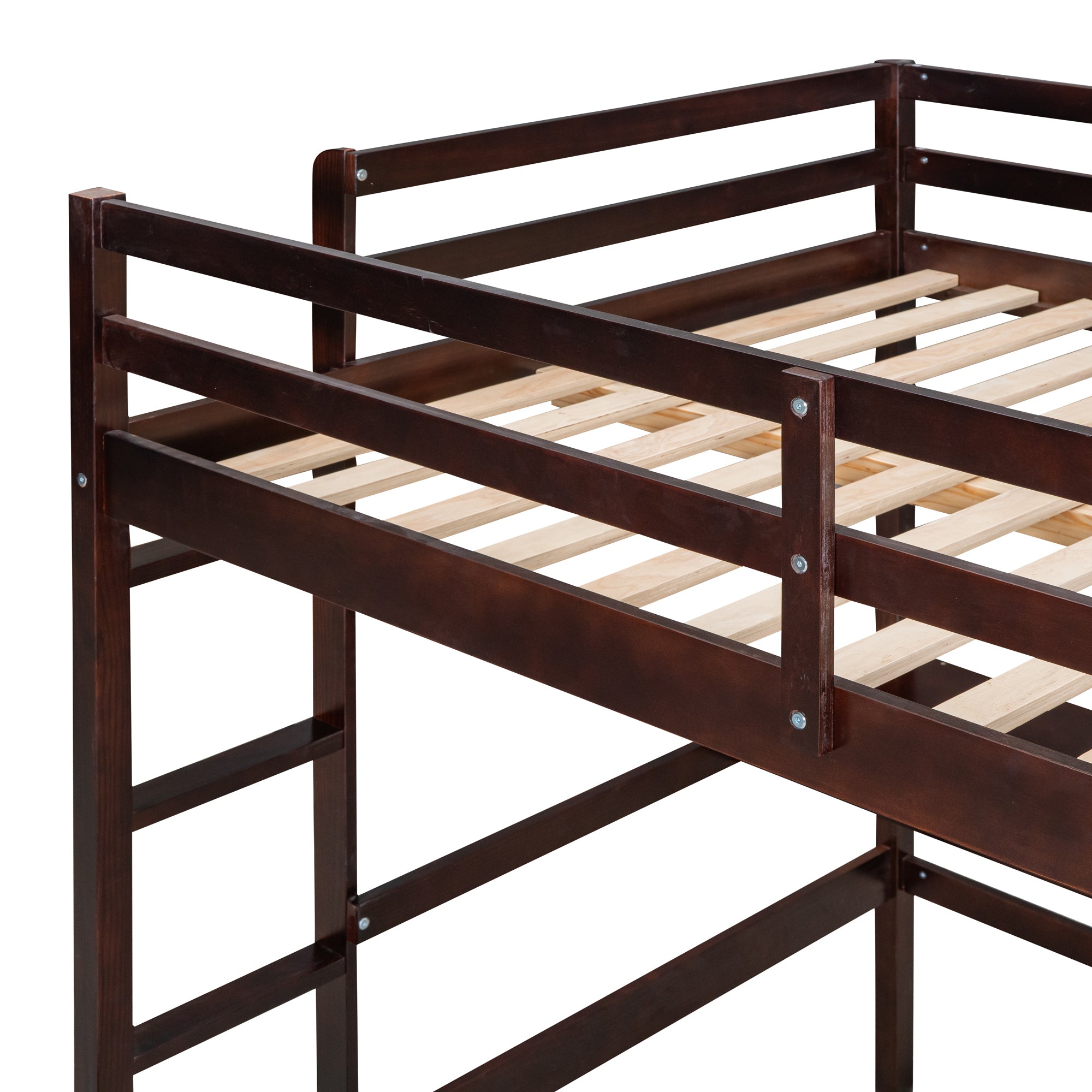 Full size Loft Bed with Desk and Writing Board, Wooden Loft Bed with Desk & 2 Drawers Cabinet- Espresso - Atlantic Fine Furniture Melbourne FL