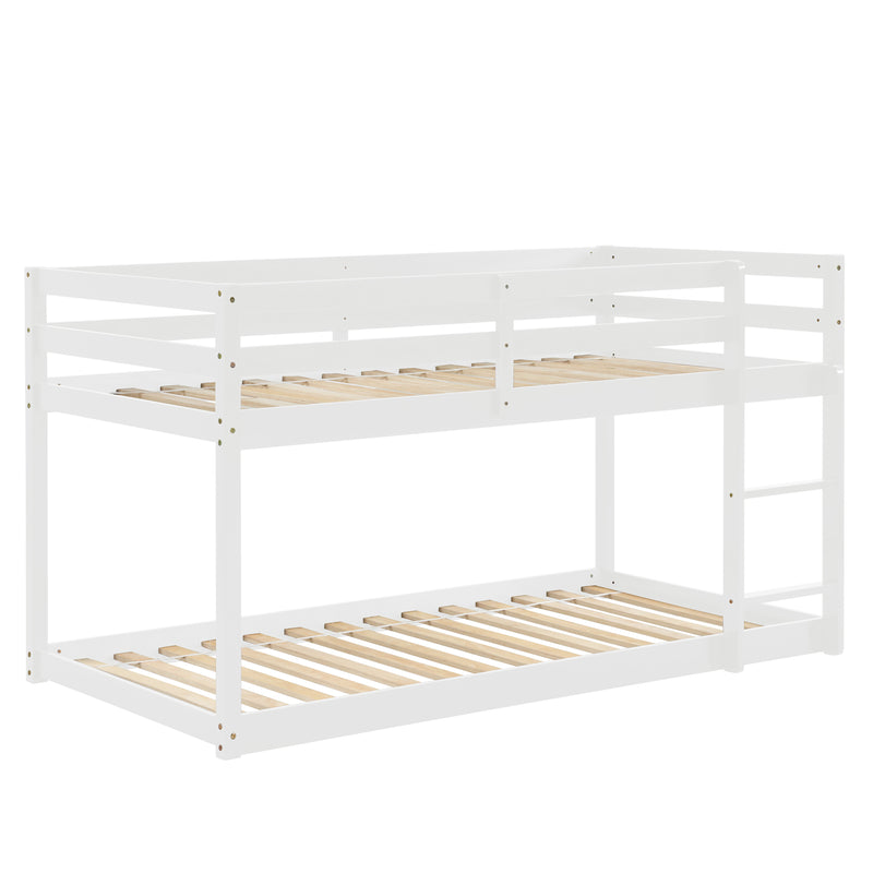 Twin over Twin Floor Bunk Bed, White(New SKU:W504P148538)