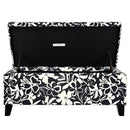 Luxury Storage Ottoman With Floral Patterned Fabric, Soft-Close Hinges, Multi Functional
