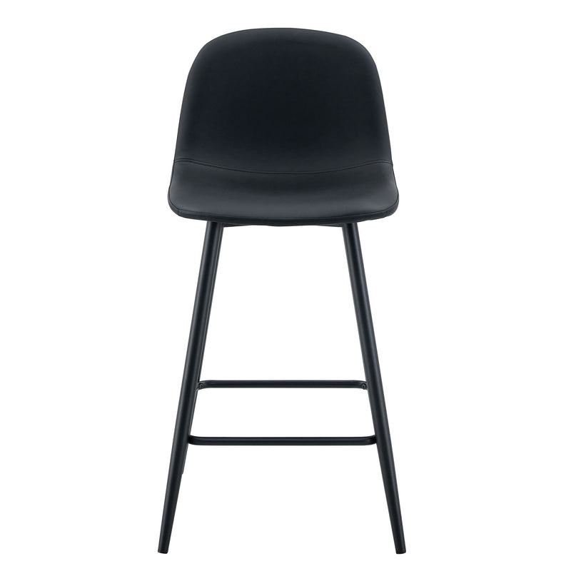Modern Black Pu Bar Chair Rounded Backrest (Set of 2)