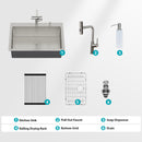 Drop-In Kitchen Sink With Pull-Out Faucet And Soap Dispenser