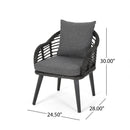 Outdoor Accent Chair With Aluminum Frame And Rattan Seating
