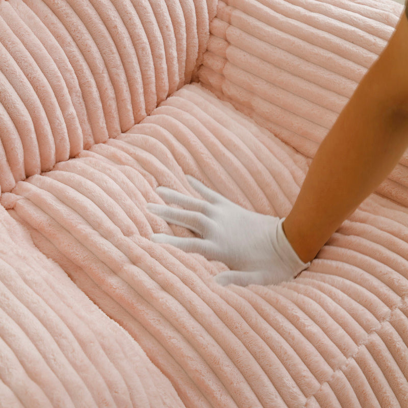 Giant Plush Bean Bag Chair With Armrests And Footstool