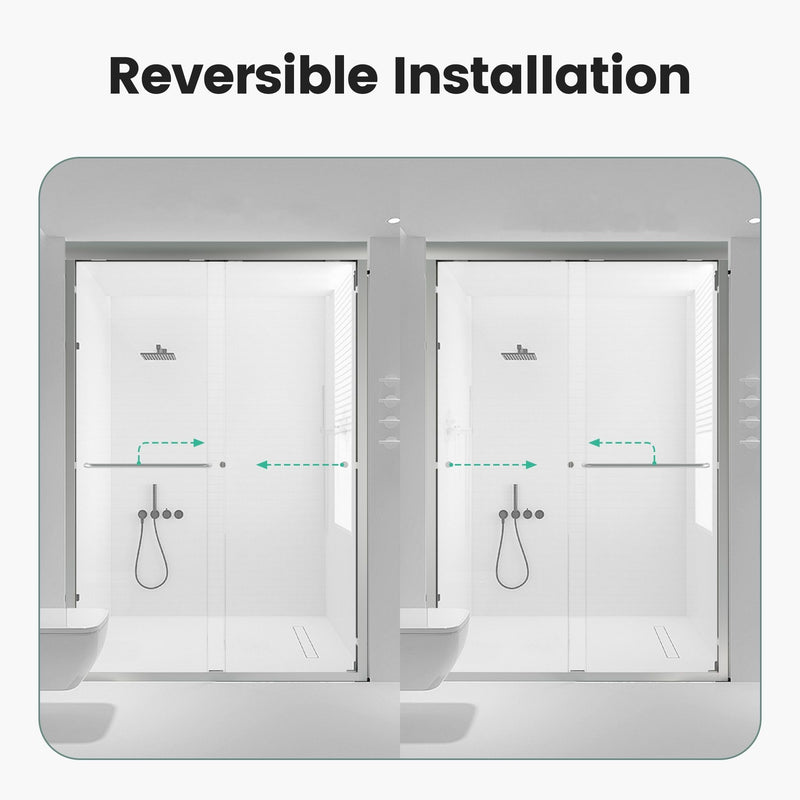 Semi Frameless Double Sliding Shower Door With Tempered Glass