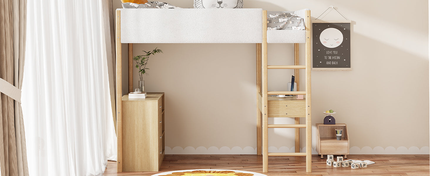 Full Size Teddy FleeceLoft Bed Wood Bed, Natural - Atlantic Fine Furniture Melbourne FL