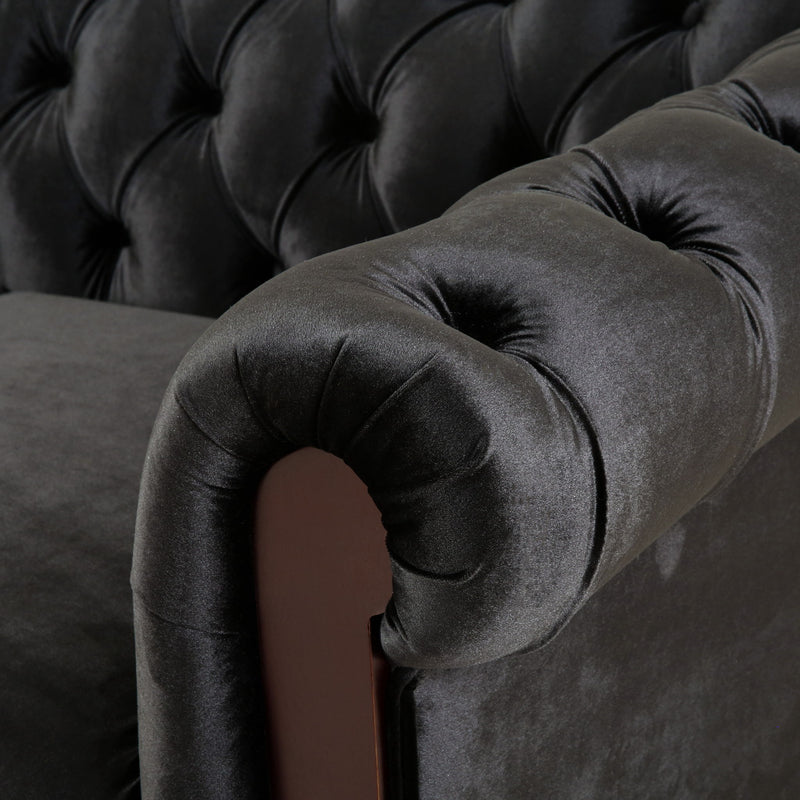 Chesterfield Velvet Loveseat Sofa, 2 Person Rolled Arm Upholstered Couch