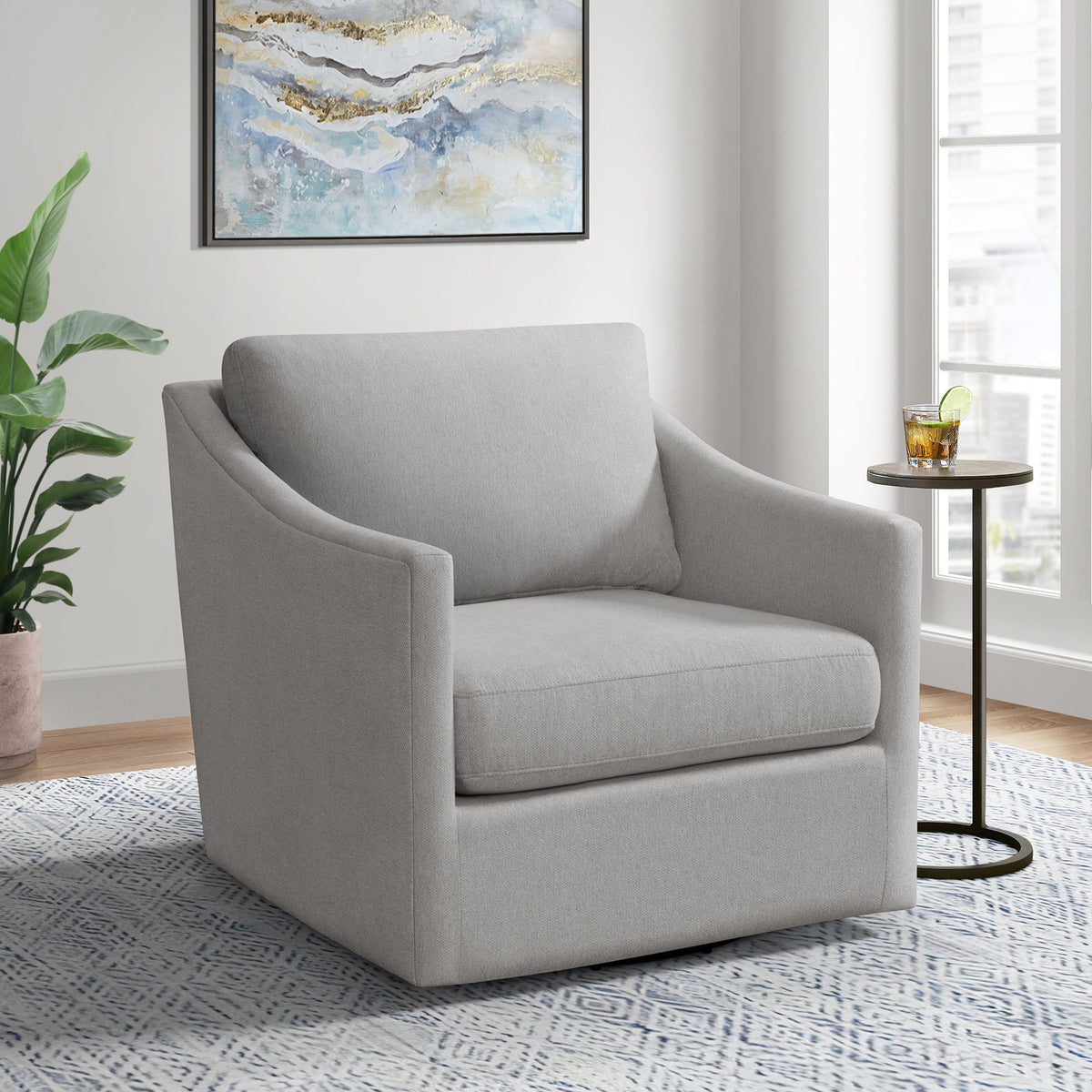 Acacia Swivel Chair in Gray by Elements International, view 4