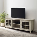 Modern Farmhouse 2 Door Glass Windowpane 70" TV Stand For 80" TVs