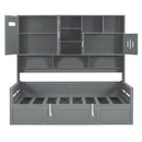 Daybed With All-In-One Cabinet And Shelf