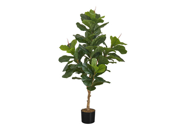 Artificial Plant, 47" Tall, Fiddle Tree, Indoor, Faux, Fake, Floor, Greenery, Potted, Real Touch, Decorative - Green / Black