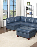 Genuine Leather Ink Blue Tufted 6pc Modular Sofa Set 2x Corner Wedge 3x Armless Chair 1x Ottoman Living Room Furniture Sofa Couch