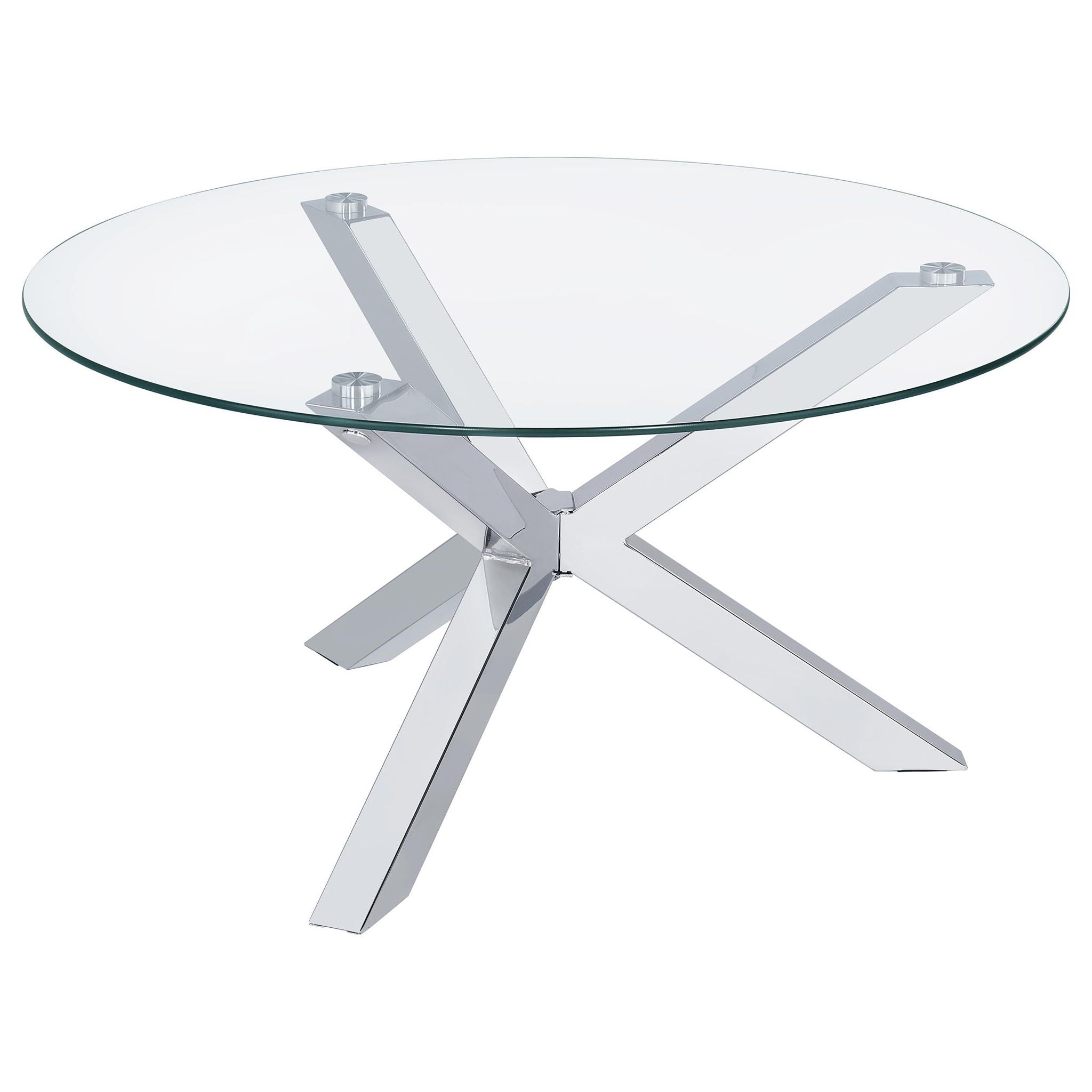 Kenzie Round Tempered Glass Top Cocktail Coffee Table Chrome - Atlantic Fine Furniture Melbourne FL