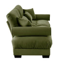 Modern Velvet Sofa With Bolstered Armrests And Pillows