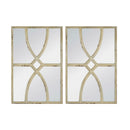 Rectangular Wooden Wall Mirror With Antique Frame, Vertical Or Horizontal Home Decor For Living Room (Set of 2)