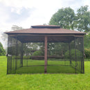 13 0 Outdoor Patio Gazebo Canopy Tent With Ventilated Double Roof And Mosquito Net (Detachable Mesh Screen On All Sides) Suitable For Lawn Garden Backyard And Deck Top - Brown