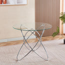 Metal Leg Dining Table With Tempered Glass Top