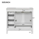 Bathroom Vanity With Ceramic Sink Combo, Abundant Storage Cabinet 2 Soft Close Doors And 5 Drawers