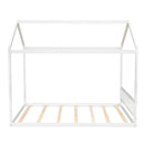 Queen Size Wooden House Bed with Headboard,White