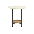 Oval End Table With Metal Legs - White / Natural