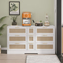 Elegant Rattan Locker With 9 Drawers, Metal Handles