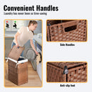 Laundry Hamper With Lid PE Rattan Powder Coating Frame Clothes Hampers With 2 Removable Bags